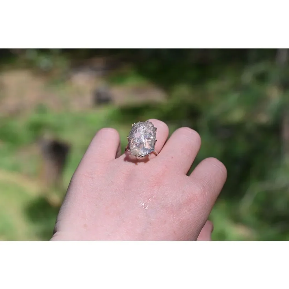 alternative raw Lake County diamond engagement rings, raw crystal size 8